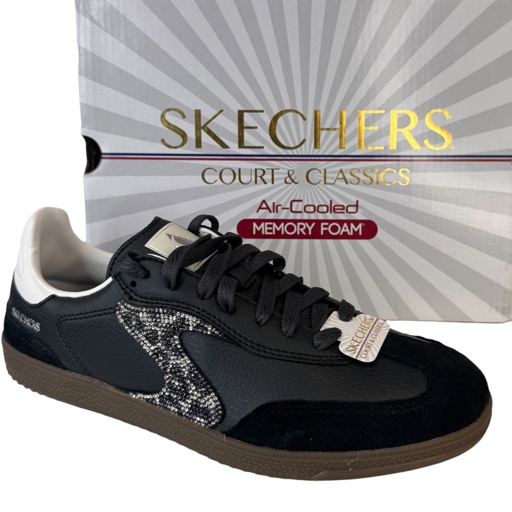 Skechers Court & Classics Hotshot Shimmering Spots Black White Sneaker 185239 8